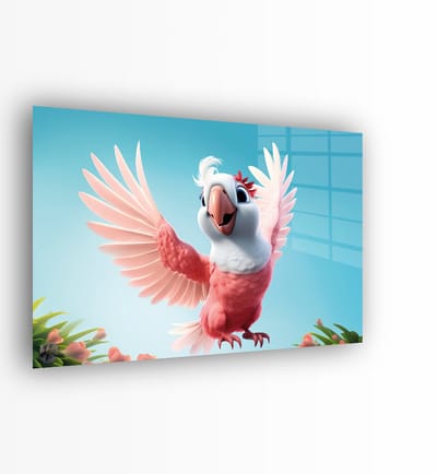 Indoorart - Glasschilderij schattige parkiet 60x40 CM - Afbeelding op plexiglas - Inclusief montagemateriaal