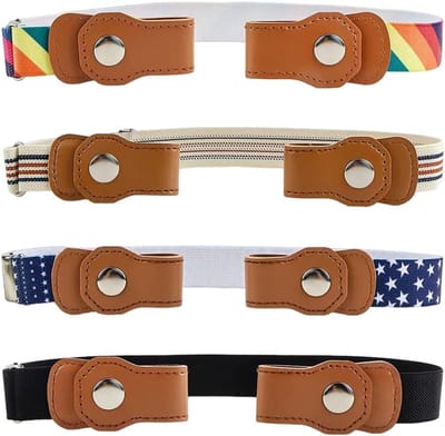 Set van 4 Elastische Kinderriemen, Verstelbare Stretchriem voor Kinderen, Ideaal voor Jongens en Meisjes, Geschikt voor Lengtes van 35-48 cm