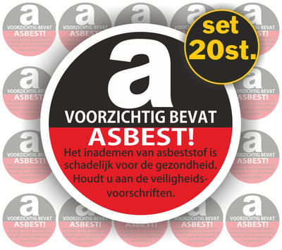 Jerma - Asbest sticker - set 20 st - Ø 5 cm p.st. - Zelfklevend - Vinyl - Weerbestendig - Krasvrij