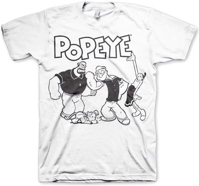 Popeye Heren Tshirt -S- Group Wit