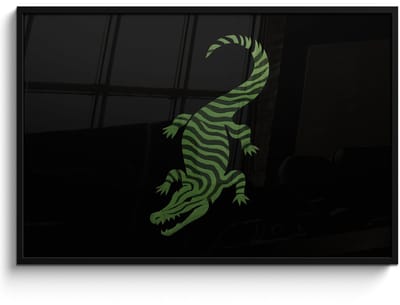 Poster in lijst - Fotolijst 120x80 cm - Posters - Krokodil - Groen - Tijgerachtig - Strepen - Posterlijst zwart - Decoratie - Wanddecoratie woonkamer - Muurdecoratie slaapkamer