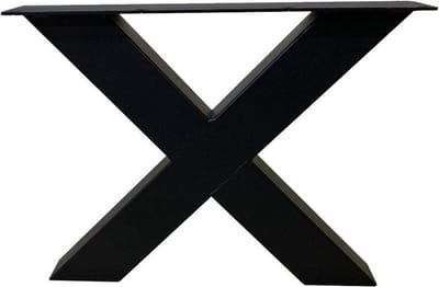 FLE - Stalen X-poot salon 55 bij 8 cm en hoogte 40 cm zwart gepoedercoat (koker 8 x 8 cm) - 2 stuks