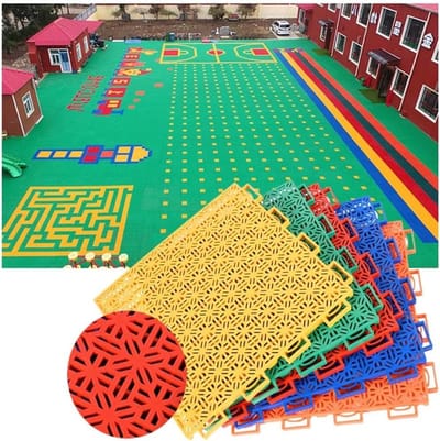 Modulaire Vloertegels - Sportmat Speelvloer - Buiten Sportvelden - Waterdicht Drainerend Ontwerp - 25x25cm - Lichtgroen
