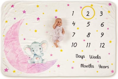 Fleece Mijlpaaldeken Maan – mijlpaalkaart – milestone - kraamcadeau – babykleed – kraamcadeau - baby shower - cadeau - speelkleed - foto baby – baby cadeau