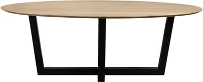 QUVIO Eettafel Sofia - Ovaal – 220x100 cm - W-poot - FSC® gecertificeerd mangohout - Naturel