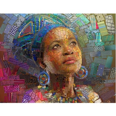 Volledige ronde diy diamant schilderij abstract Afrika meisje diamant borduurwerk 20X30CM gray