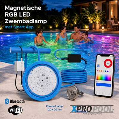 XPRO POOL | Magnetische RGB LED Zwembadlamp met Smart App Bediening 180 x 40mm