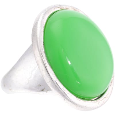 Behave - Ring - Vintage zilverkleurige ring met felgroene kunststof steen – Uniek en stijlvol sieraad