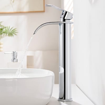 CECIPA MAX Wastafelkraan - Hoge Uitloop Watervalkraan - Chroom Badkamerkraan - Waterbesparend - Badkamer Kraan - RVS - Koud en Warm - Mengkraan - Zilver