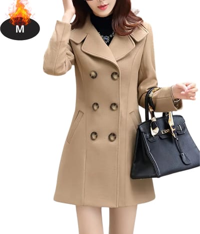 Livano Mantel Dames - Tussenmantel - Jas - Mantelpakje - Trenchcoat - Overjas - Overcoat - Winter - Khaki - M