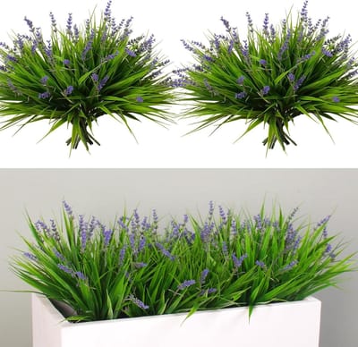 Kunstgras met Bloemen - Nep Gras - Buiten Decoratie - Gradiënt Kleur - 24 Bundels - Paars