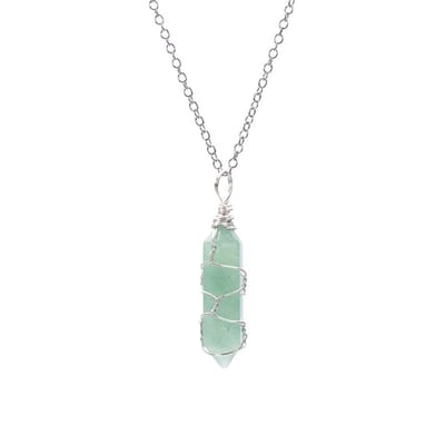 Kasey Groene Aventurijn in Crystal Wrap aan ketting -Zilverkleurig