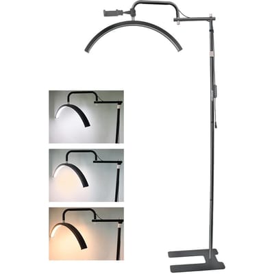 Andoer 36W halvemaanvormige invullamp vloer LED-videolamp 3200K-5600K dimbaar met metalen licht EU Plug zwart