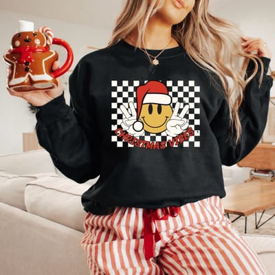 Foute kersttrui voor heren en dames christmas vibes met smiley-Maat S