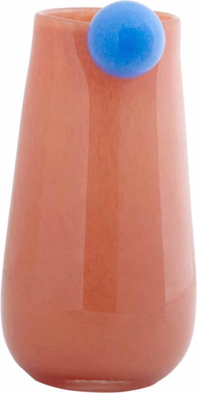 Present Time Vaas Bolita Medium - Oranje - Ø15cm - Glas - Scandinavisch - Bloemenvaas - Woondecoratie - Decoratieve vaas voor woonkamer of slaapkamer