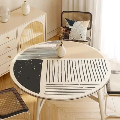 Ronde Waterdichte Tafelkleed PVC Oliebestendig Anti-brandwonden Eettafelmat Japanse Minimalistische Stijl Huisdecoratie Tafelkleden Diameter 140cm