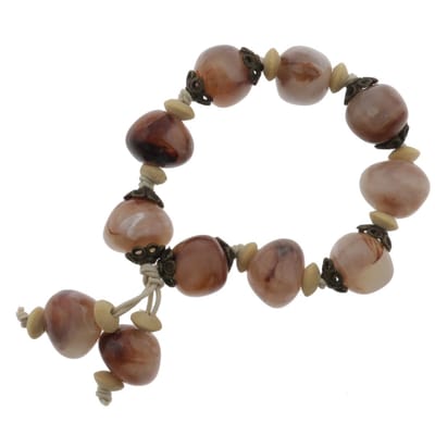 Behave - Kralenarmband bruin naturel look - casual boho accessoire