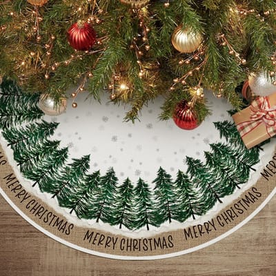 VT Goods - Kerstboomrok - Sneeuwvlokken - Vrolijke kerstdecoratie - Groen - Vintage kerstboommat - Seizoensgebonden feestversiering - Geschikt voor ...