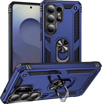 Hoesje Geschikt voor Samsung Galaxy S26 Ultra hoesje Blauw - Hybrid Armor Anti-Shock hoesje - Galaxy S26 Ultra 5G Hoesje kickstand Ring houder cover TPU backcover hoesje