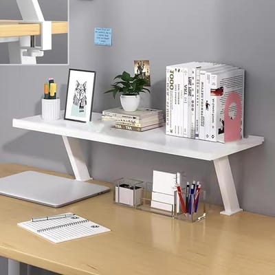 Bureau Organizer Plank - Bureau Uitbreiding Plank - Extra Opslag Creëren - Verstelbare Klem Op - 40cm - Wit