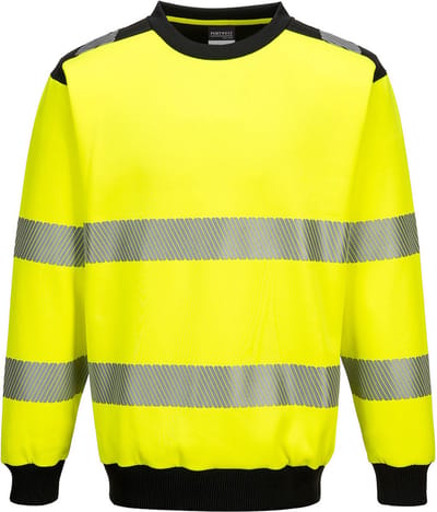 PW379 - PW3 Hi-Vis Sweatshirt met ronde hals Geel/zwart maat L