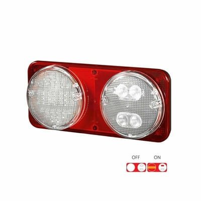 Achterlicht - SIM - 3165 Helder - Links - 13.2 - 33.6cm - Helder - Achter - Rem - Richting - Achteruit - Mist - 12V-24V