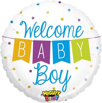 folie Ballon "welcome Baby Boy" ± 53 cm flat (logo Mighty = not printed)