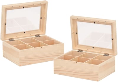 Theedoos - 2x - blanco - 22 cm - hout - houten kistje versieren - hobby - verven - knutselen
