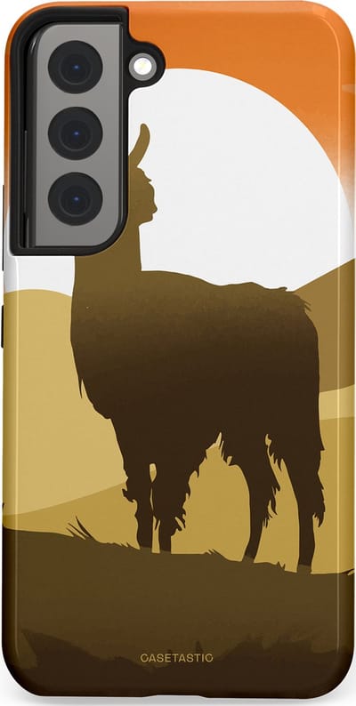 Casetastic Hoesje Geschikt voor Samsung S22 - Stijlvolle Beschermende Duo-layer Case - Silhouet Alpaca