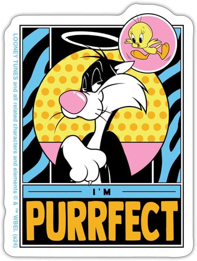 Looney Tunes Sylvester I'm Purrfect Grappig Citaat Sticker maat S (10 x 10 cm)