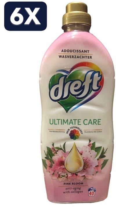 6 x Dreft Wasverzachter Pink Bloom - 40 Wasbeurten - 1 Liter