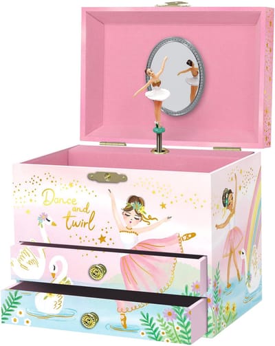 Giggle & Honey | Musical Jewelry Box - Twirling Ballerina - Swan Lake