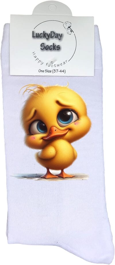 Eendje - Valentijns Cadeau - Grappige sokken - Leuke sokken - Hem Haar sokken - Vrolijke sokken - Sint cadeau - Vaderdag - Moederdag - Verjaardag cadeau - Kerst cadeau - Verlegen - Leuk Cadeau - Print sokken - Socks maken Happy - 37-44