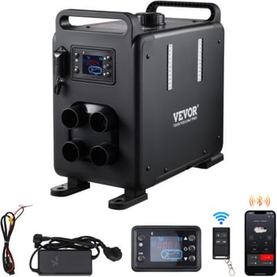 VEVOR 5-8KW dieselverwarming 12 V / 24 V alles-in-één dieselluchtverwarmer met Bluetooth-appbediening, afstandsbediening, display en CO-alarm, snel verwarmende verticale draagbare dieselverwarming