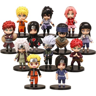 12 stuks/set Anime Naruto Shippuden Hinata Sasuke Itachi Kakashi Gaara anime figuur Q Versie PVC Figuren Speelgoed Poppen Kind Cadeau black