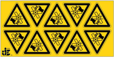 Roterende messen waarschuwingssticker - W088 | 2,5 cm - 10 stuks per vel