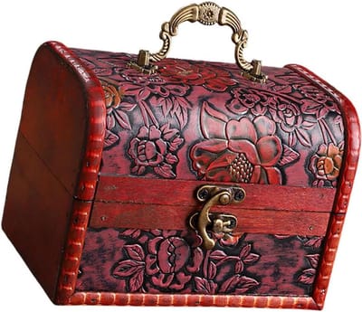 Houten Sieradenkist - Decoratieve Doos - Sieraden Opbergen - Met Metalen Slot - 145 x 105 cm - Houtkleurig