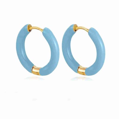 WeLoveSilver - chirurgisch stalen oorringen - blauw met goud - 15 mm