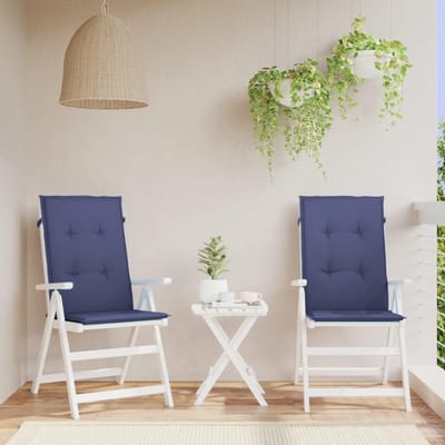 Kussen met hoge rugleuning 2 stuks marineblauw stof outdoor kussen polyester waterdicht UV-bestendig zitkussen tuinmeubelen decoratie zachte holle vezels vulling duurzaam scheurvast