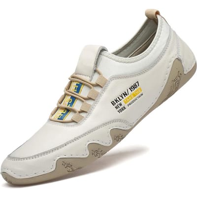 Lente en Herfst Nieuwe Herenschoenen Echt Leer Bovenlaag Kalfsleer Schoenen Zacht Leer Witte Schoenen Boardschoenen Casual Ademend Zomerschoenen 44 beige
