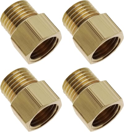 Allecto Plus - BSP messing zeskantbus pijpfitting voor lucht water gas stookolie - 1/4 inch vrouwtje naar 1/4 inch mannetje - set van adapters - duurzaam materiaal