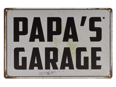 Wandbord – Mancave – Papa's garage - Vaderdag - Klus vader – Vintage - Retro - Wanddecoratie – Reclame bord – Restaurant – Kroeg - Bar – Cafe - Horeca – Metal Sign - Pin Up Girl - 20x30cm