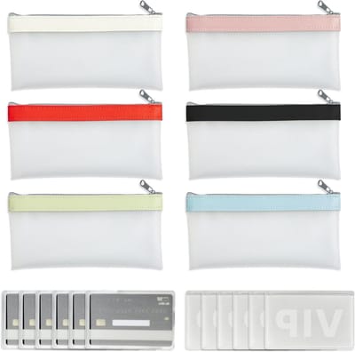 Set van 6 Transparante Geldzakken 20x10.5cm met Kaartsleuven en Rits voor Reis en Kantoor - Organisator voor Geld en Ontvangsten