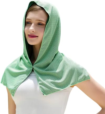 Cooling Hoodie Handdoek – Zweet Absorberend, Anti-UV, Sneldrogend, Koelend, Sporthanddoek voor Fietsen, Fitness, Wandelen en Vissen - Groen