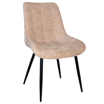 Eetkamerstoel De Vince beige chenille eetstoel zetel