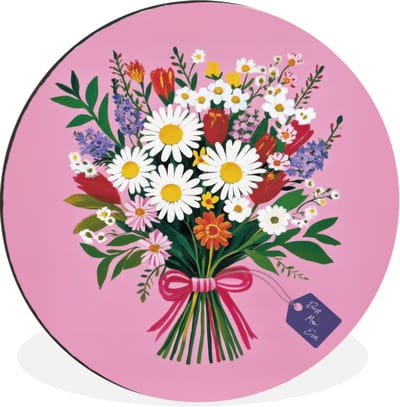 WallCircle - Wandcirkel - Muurcirkel - Bloemen - Quote - Kaartje - Kleurrijk - Aluminium - Dibond - 30x30 cm - Binnen en Buiten