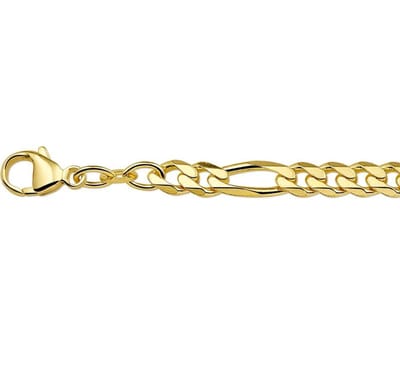 The Jewelry Collection For Men Armband Figaro 5,0 mm - Zilver verguld