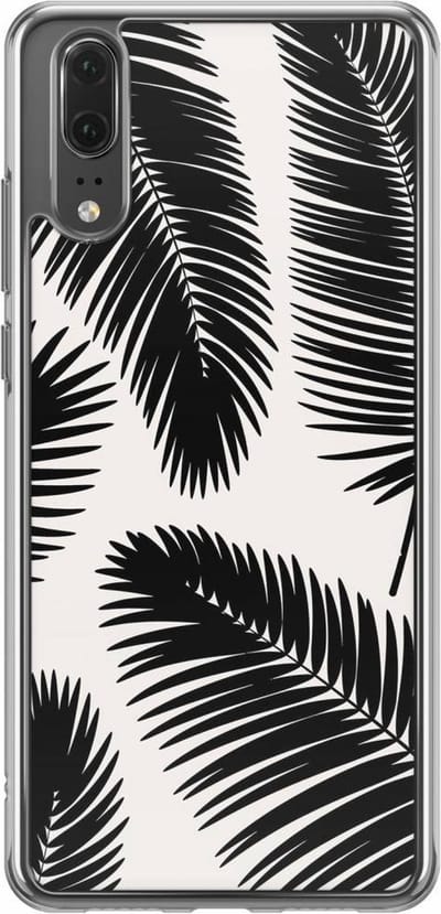 Casimoda® hoesje - Geschikt voor Huawei P20 - Palm Leaves Silhouette - Siliconen/TPU - Soft Case - Zwart - Planten