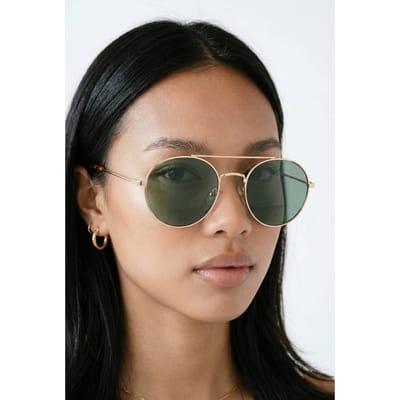 boohoo Dames Goudkleurige Metalen Ronde Aviator Zonnebril