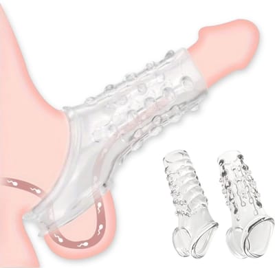 Quick Relief Transparant Sleeve™ - Penis Sleeve - Set van 2 Penis Sleeves - Verlengend - Verdikkend - Extra Stimulatie - Cockring - Transparant